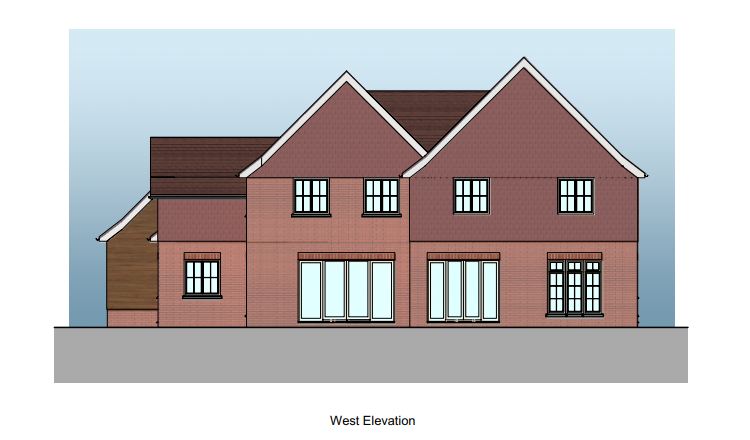 Lot: 49 - DETACHED COTTAGE AND BARN WITH PLANNING FOR DEMOLITION AND THREE HOUSES - Plots 1 & 2 Proposed West Elevation